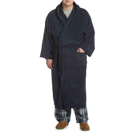 Harbor Bay by DXL Big and Tall Men's Hooded Terry Robe, Navy, 3X/4X