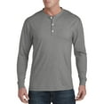 thumbnail image 1 of Harbor Bay by DXL Big and Tall Men's Long-Sleeve Wicking Henley Shirt, Granite Heather, 4XLT, 1 of 5
