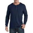 thumbnail image 1 of Harbor Bay by DXL Big and Tall Men's Long-Sleeve Wicking Henley Shirt, Navy, 3XL, 1 of 5