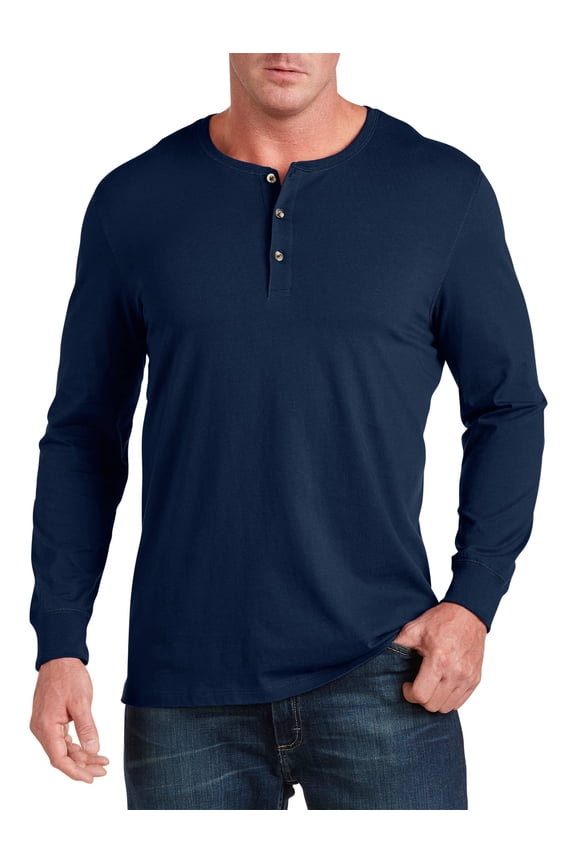 by DXL Big and Tall Men's Long-Sleeve Wicking Henley Shirt, Navy, 4XL