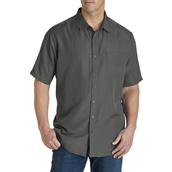 Harbor Bay by DXL Big and Tall Men's Microfiber Comfort Grid Sport Shirt, Castle Rock, 4XL