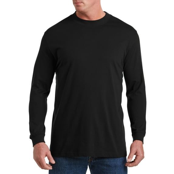 Harbor Bay by DXL Big and Tall Men's Moisture-Wicking Long-Sleeve Shirt, Black, 4XL