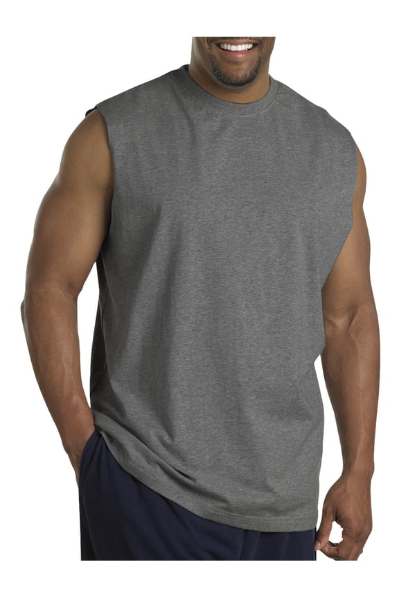by DXL Big and Tall Men's Moisture-Wicking Muscle T-Shirt, Granite Heather, 4XLTall