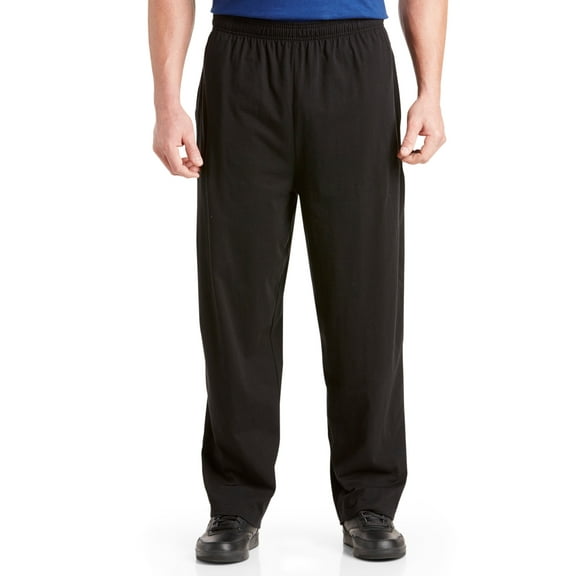 Harbor Bay by DXL Big and Tall Men's Open-Hemmed Jersey Pants, Black, 2X-TALL