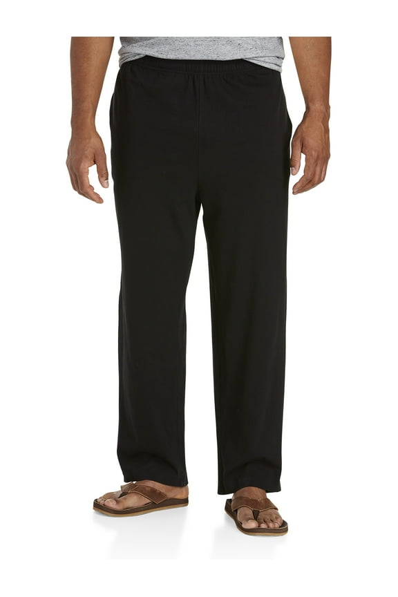 by DXL Big and Tall Men's Open-Hemmed Jersey Pants, Black, 4X