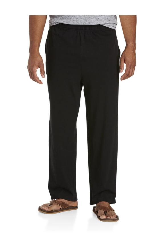 by DXL Big and Tall Men's Open-Hemmed Jersey Pants, Black, 5X
