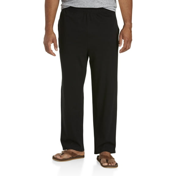 Harbor Bay by DXL Big and Tall Men's Open-Hemmed Jersey Pants, Black, 5X-TALL
