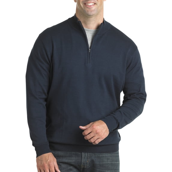Harbor Bay by DXL Big and Tall Men's Quarter-Zip Pullover Sweater, Navy, 3XL