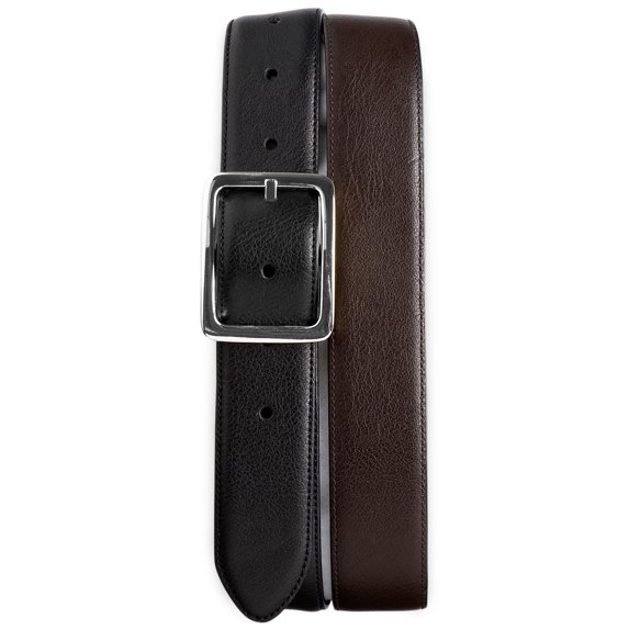 Harbor Bay by DXL Big and Tall Men's Reversible Leather Dress Belt, Black/Brown, 62/64