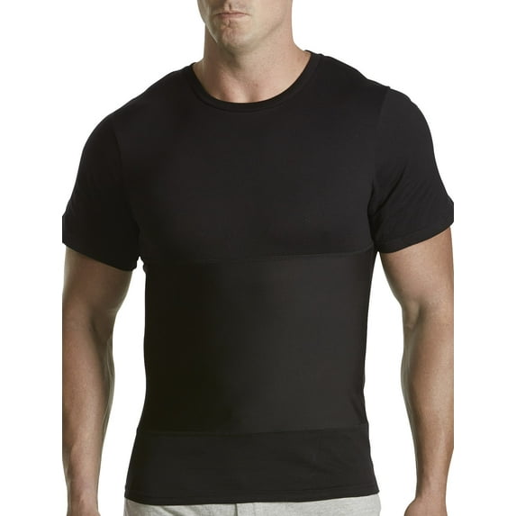 Harbor Bay by DXL Big and Tall Men's Shapewear Crewneck T-Shirt, Black, 4XL
