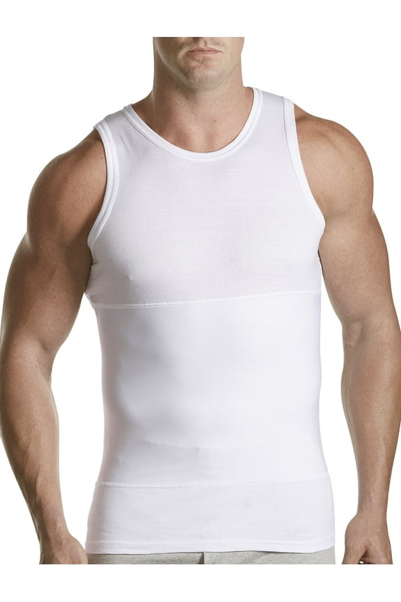 by DXL Big and Tall Men's Shapewear Tank T-Shirt, White, 4XL