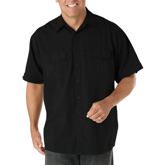 Harbor Bay by DXL Big and Tall Men's Short-Sleeve Co-Pilot Sport Shirt, Black, 8XL