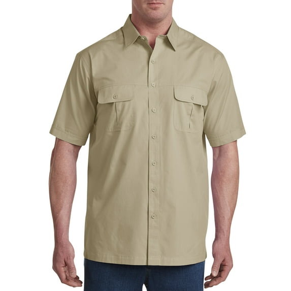 Harbor Bay by DXL Big and Tall Men's Short-Sleeve Co-Pilot Sport Shirt, Tan, 5XL