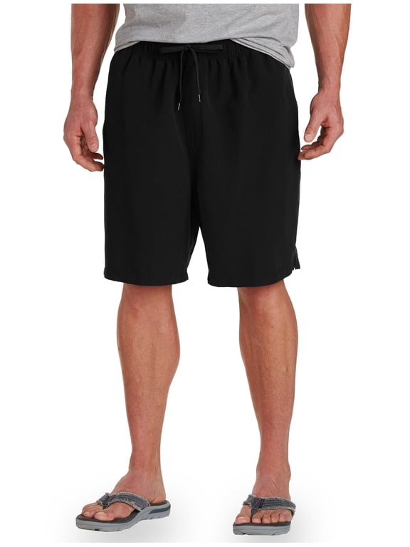 by DXL Big and Tall Men's Solid Microfiber Swim Trunks, Black, 3X