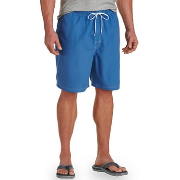 Harbor Bay by DXL Men's Big and Tall  Big and Tall Men's Solid Microfiber Swim Trunks, Blue, 1X 1XL