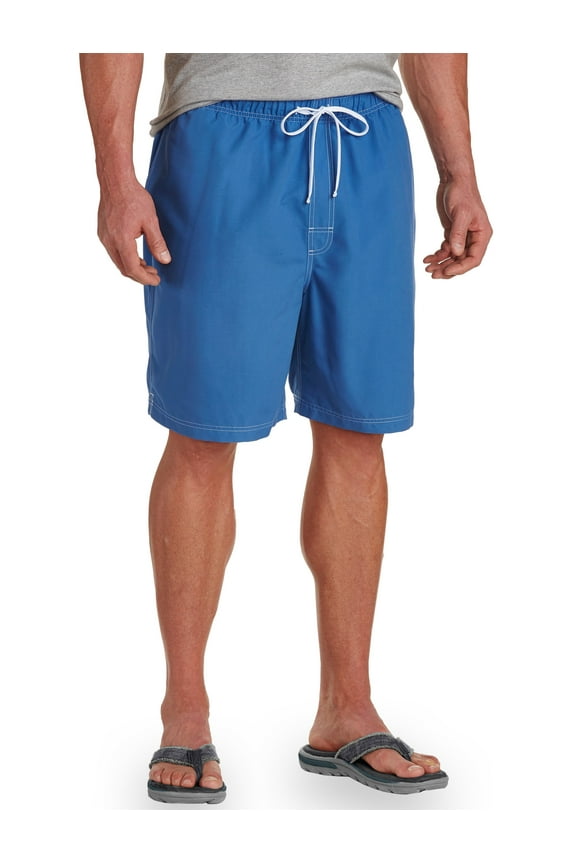 by DXL Big and Tall Men's Solid Microfiber Swim Trunks, Blue, 1X
