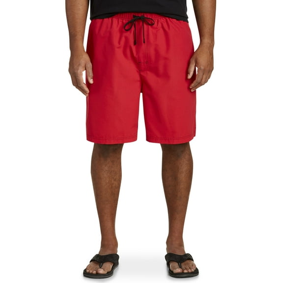 Harbor Bay by DXL Big and Tall Men's Solid Microfiber Swim Trunks, Red, 6X
