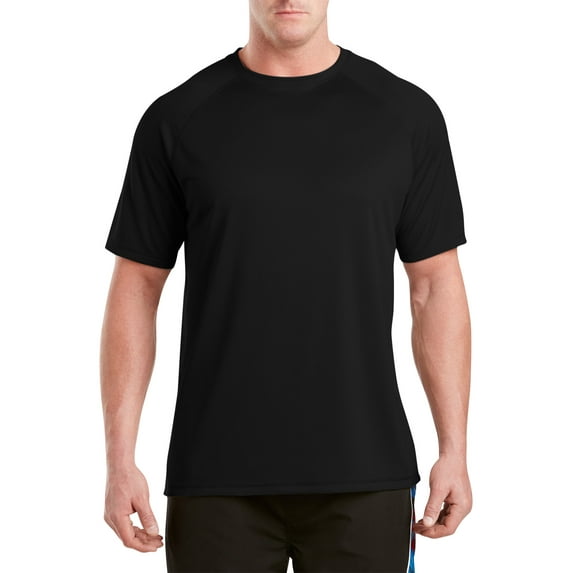 Harbor Bay by DXL Big and Tall Men's Swim Rash Guard T-Shirt, Black, 3XLT