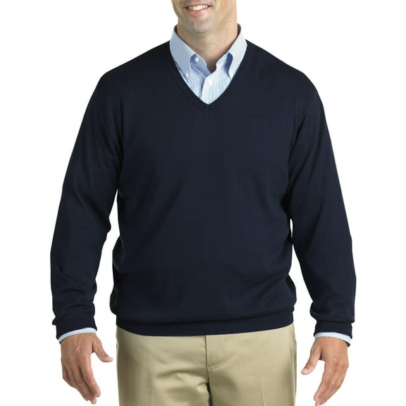 Harbor Bay by DXL Big and Tall Men's V-Neck Pullover, Navy, 2XL-Tall