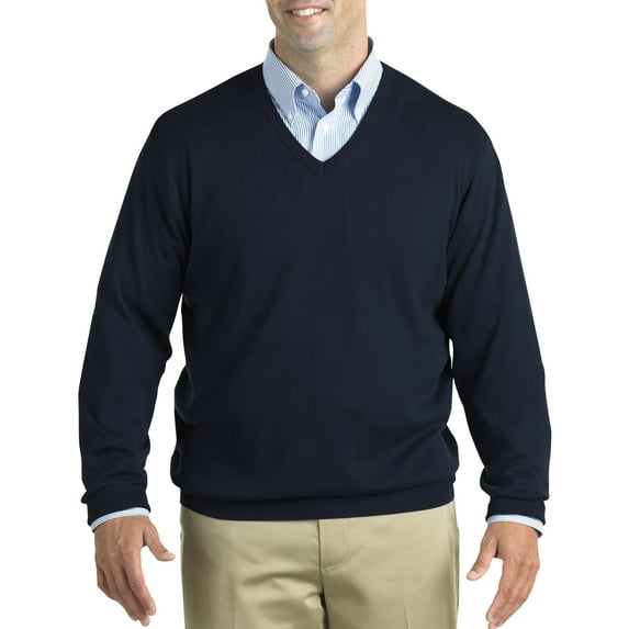 Harbor Bay by DXL Big and Tall Men's V-Neck Pullover, Navy, 3XL-Tall