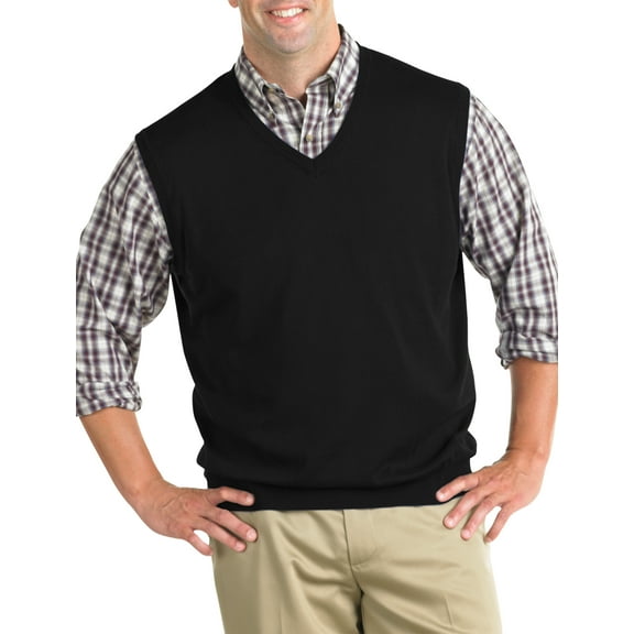 Harbor Bay by DXL Big and Tall Men's V-Neck Sweater Vest, Black, 6XL