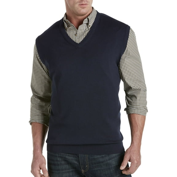 Harbor Bay by DXL Big and Tall Men's V-Neck Sweater Vest, Navy, 3XL