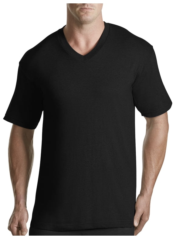 by DXL Big and Tall Men's V-Neck T-Shirt, Black, 3XL-TALL, Pack of 3