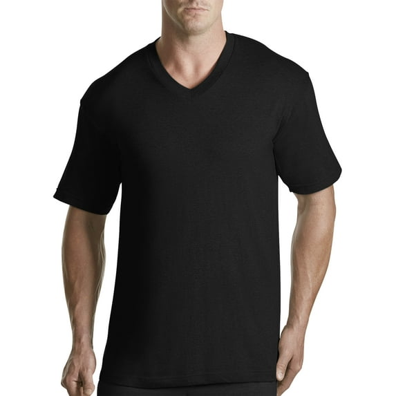 Harbor Bay by DXL Big and Tall Men's V-Neck T-Shirt, Black, 4XL-TALL, Pack of 3