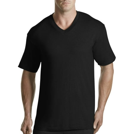 Harbor Bay by DXL Big and Tall Men's V-Neck T-Shirt, Black, 7XL, Pack of 3