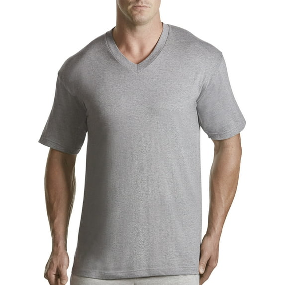 Harbor Bay by DXL Big and Tall Men's V-Neck T-Shirt, Grey, X-TALL, Pack of 3