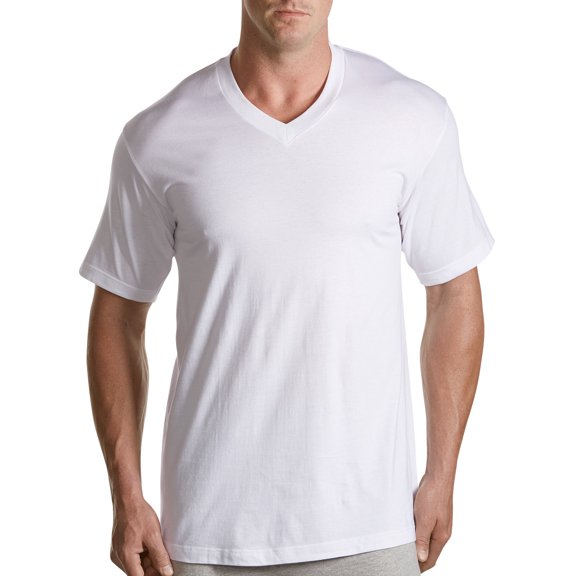 Harbor Bay by DXL Big and Tall Men's V-Neck T-Shirt, White, 5XL, Pack of 3