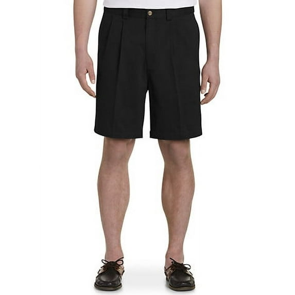 Harbor Bay by DXL Men's Big and Tall Big and Tall Men's Waist-Relaxer Pleated Shorts, Black, 42W, Regular