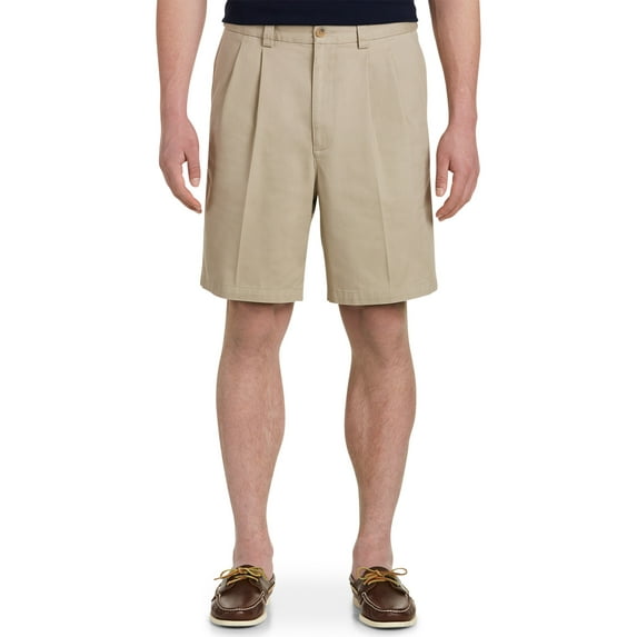 Harbor Bay by DXL Men's Big and Tall Big and Tall Men's Waist-Relaxer Pleated Shorts, Khaki, 58W, Regular