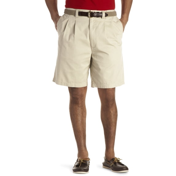 Harbor Bay by DXL Men's Big and Tall Big and Tall Men's Waist-Relaxer Pleated Shorts, Stone, 58W, Regular