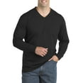 thumbnail image 1 of Harbor Bay by DXL Big and Tall Men's Wicking Jersey Long-Sleeve V-Neck Tee Shirt, Black, 2XTall, 1 of 3