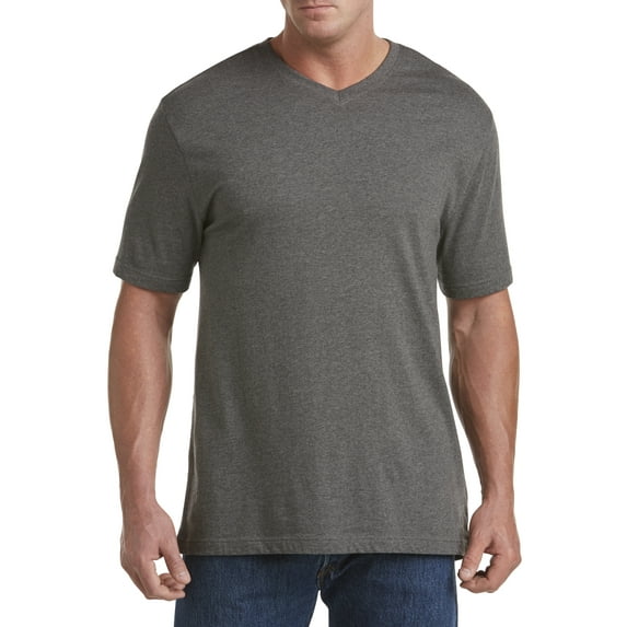 Harbor Bay by DXL Big and Tall Men's Wicking Jersey V-Neck Tee Shirt, Granite Heather, 7XLT