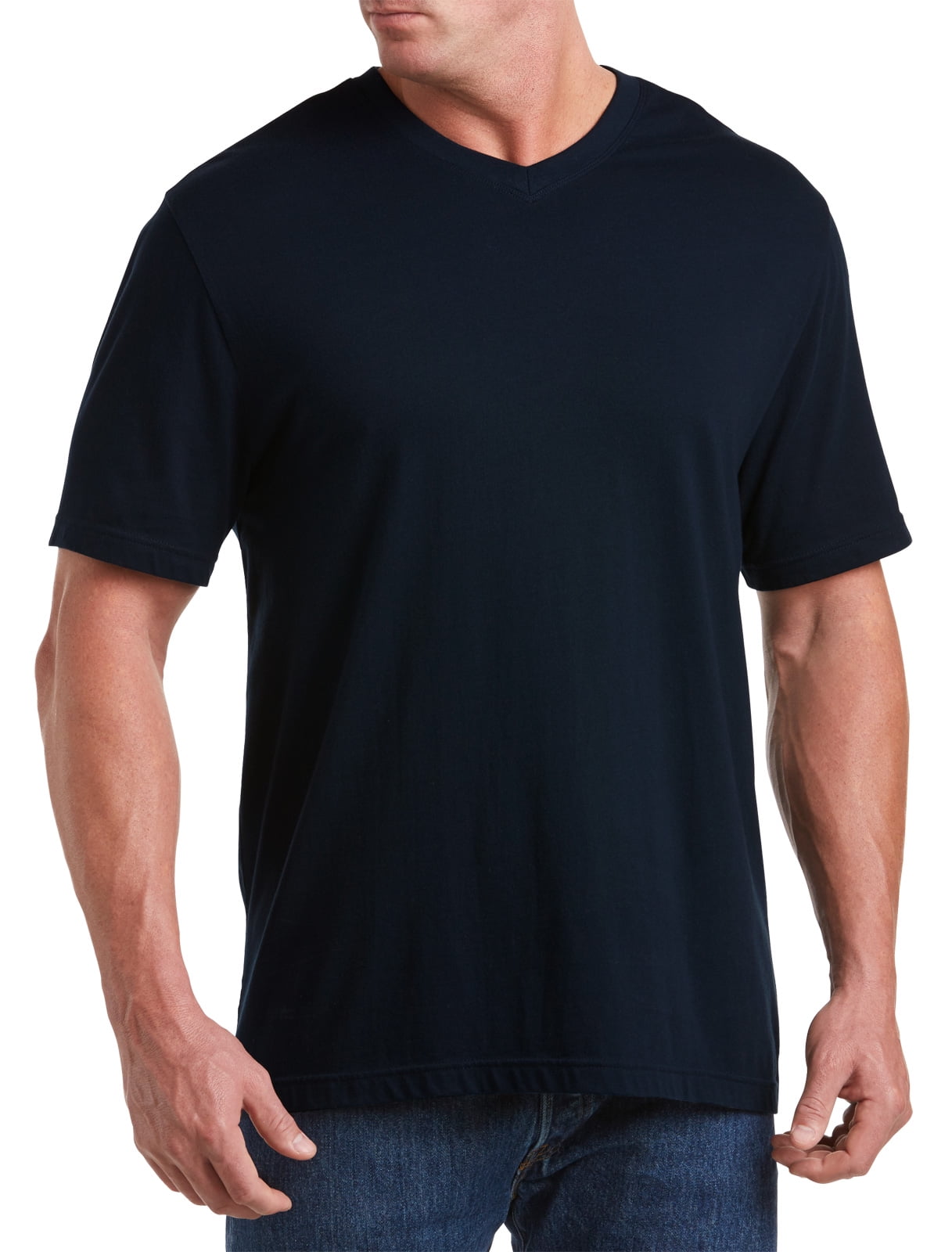 Harbor Bay Men's Big and Tall Wicking Jersey V-Neck T-Shirt, Navy, 5XLT ...