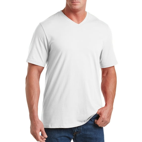 Harbor Bay by DXL Big and Tall Men's Wicking Jersey V-Neck Tee Shirt, White, 8XL
