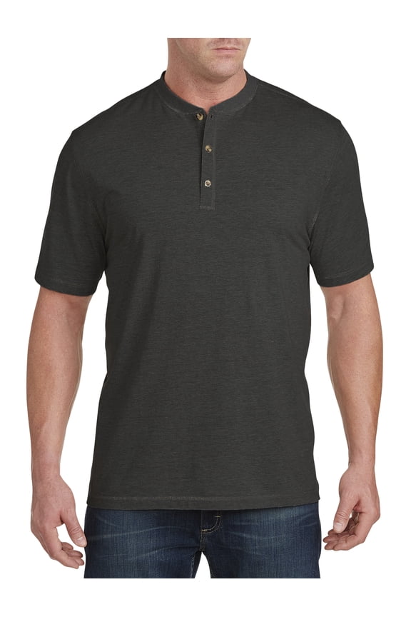 by DXL Big and Tall Men's Wicking Jesery Henley Shirt, Granite Heather, 7X-Tall