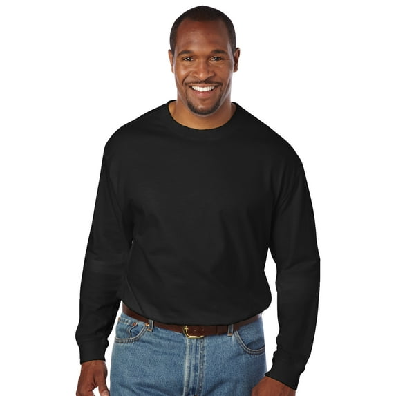 Harbor Bay by DXL Big and Tall Men's Wicking No-Pocket Long-Sleeve Tee Shirt, Black, 5XL