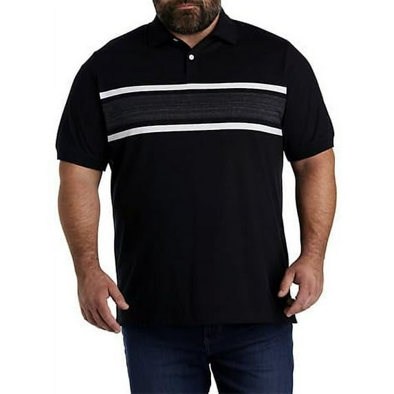 Chest Striped Polo Shirt Black Space Dye 3XLT