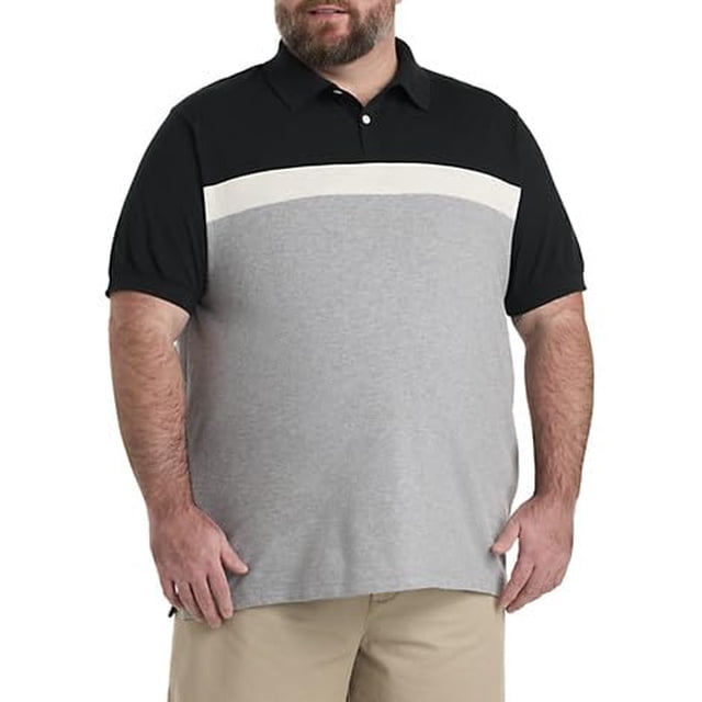 Harbor Bay by DXL Men's Big and Tall Colorblock Striped Polo Shirt ...