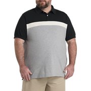 Harbor Bay by DXL Men's Big and Tall Colorblock Striped Polo Shirt Black 5XLT