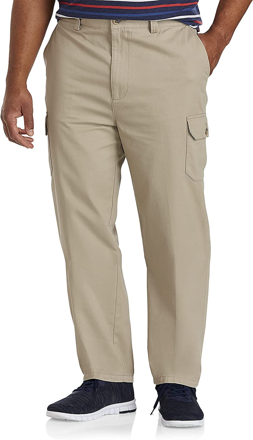 Harbor Bay by DXL Men's Big and Tall Continuous Comfort Cargo Pants, Khaki, 54W x 32L