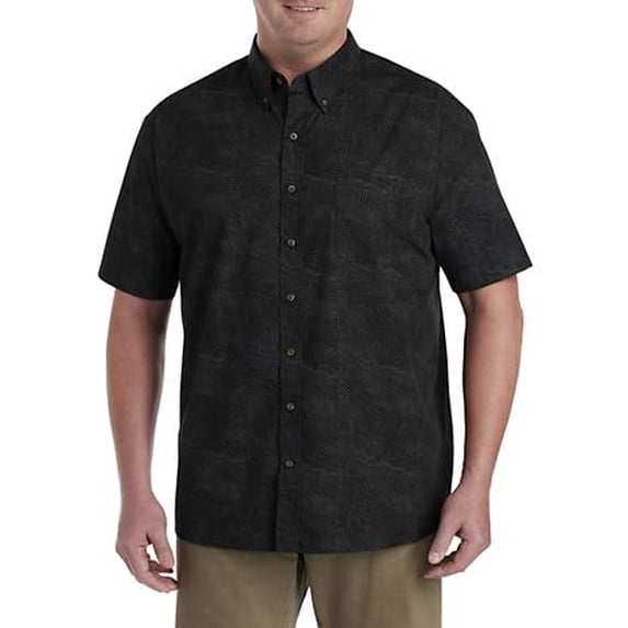 Easy-Care Dot Print Sport Shirt Black Grey 4XL