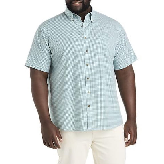 Easy-Care Gingham Sport Shirt Green White 7XLT