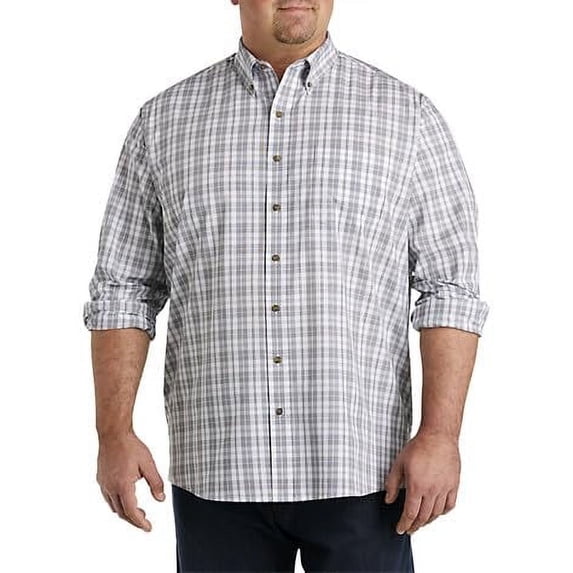 Easy-Care Large Plaid Sport Shirt Multi 5XL