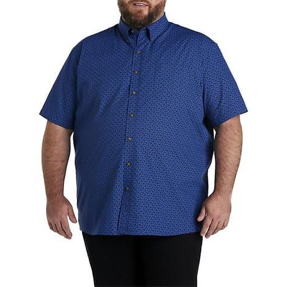 Easy-Care Microplaid Sport Shirt Navy Cobalt 1XL