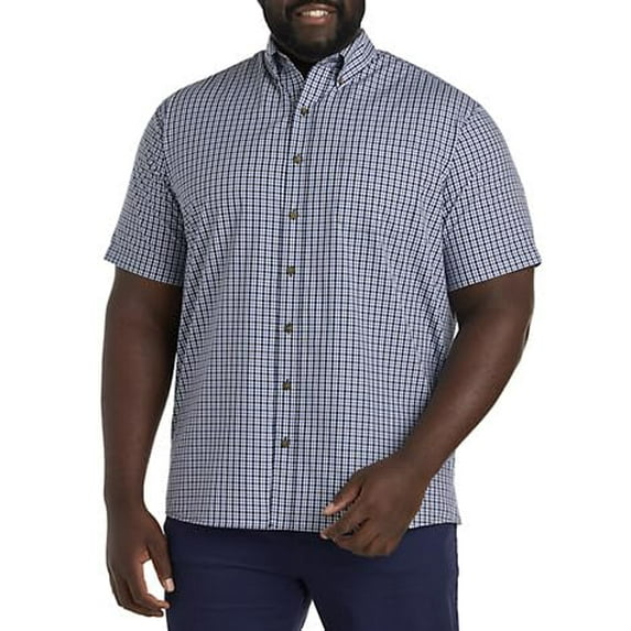 Easy-Care Small Plaid Sport Shirt Blue 3XLT