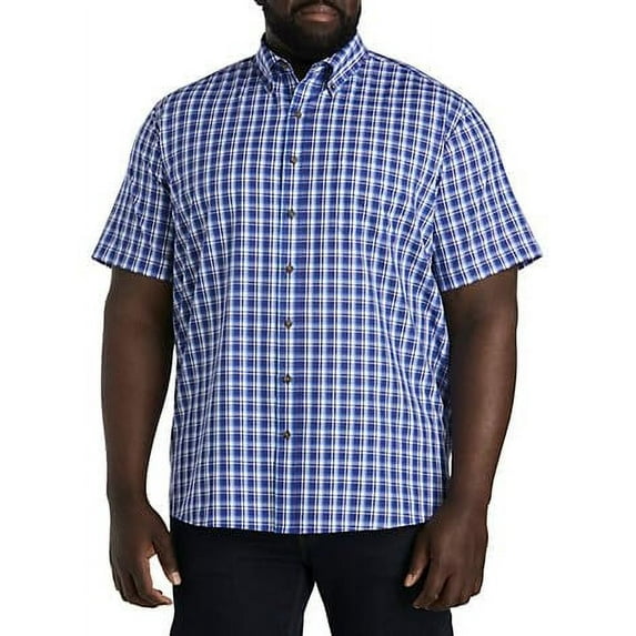 Easy-Care Small Plaid Sport Shirt Blue 7XLT